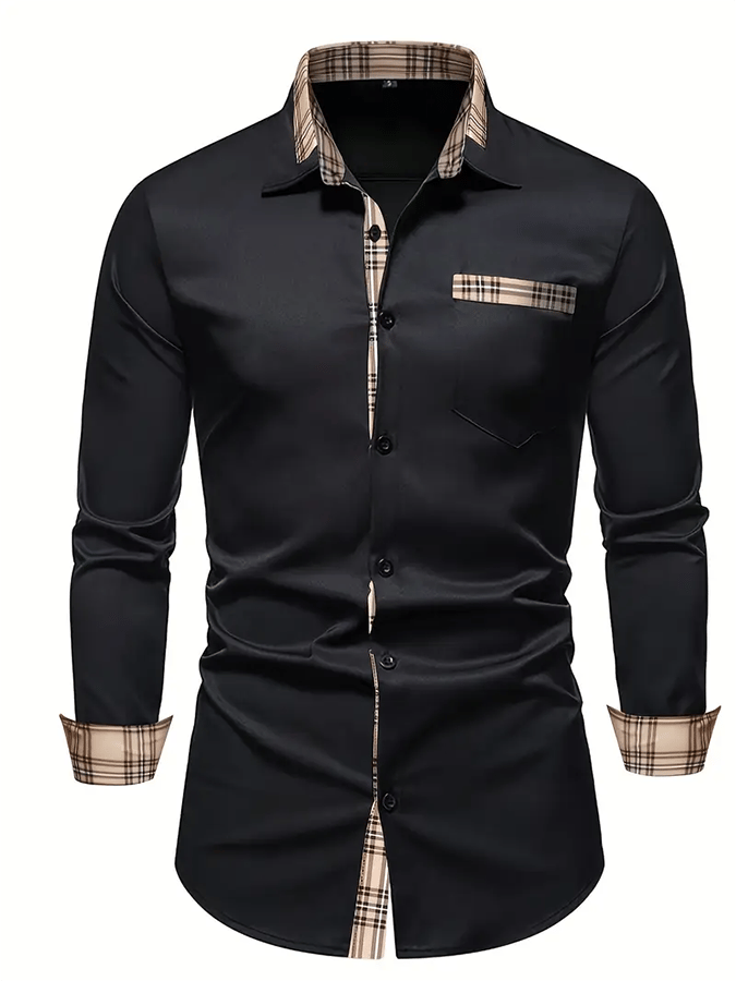 Men's Vintage Business Casual Printed Satin Long Sleeve Shirt
