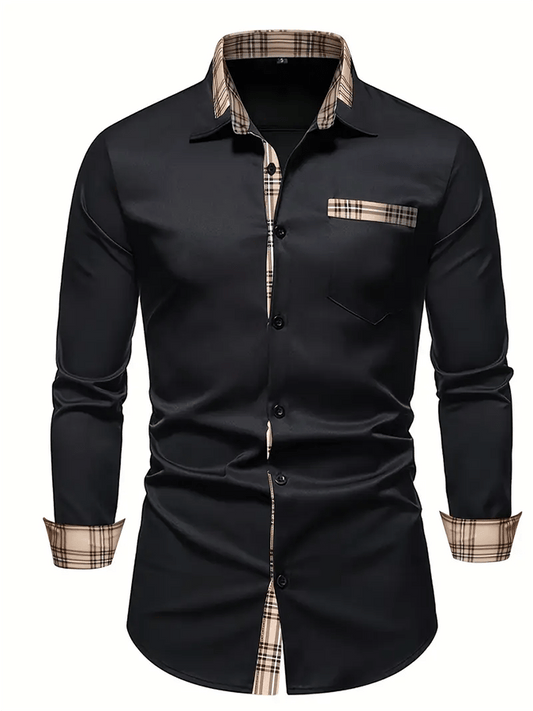 Men's Vintage Business Casual Printed Satin Long Sleeve Shirt
