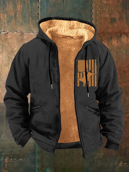 Men's Vintage Western Print Arctic Fleece Zip-Up Jacket