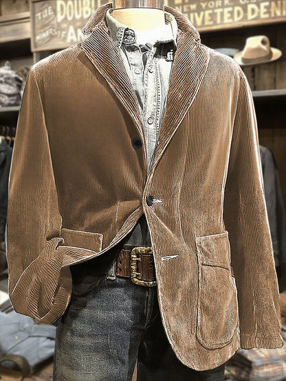 Men's Retro Western Solid Color Casual Jacket