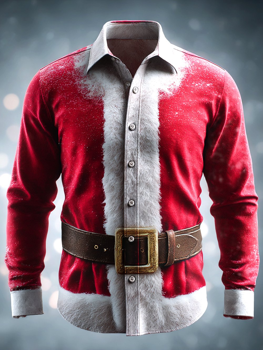 Men's Retro Casual Christmas Art Long-Sleeve Shirt