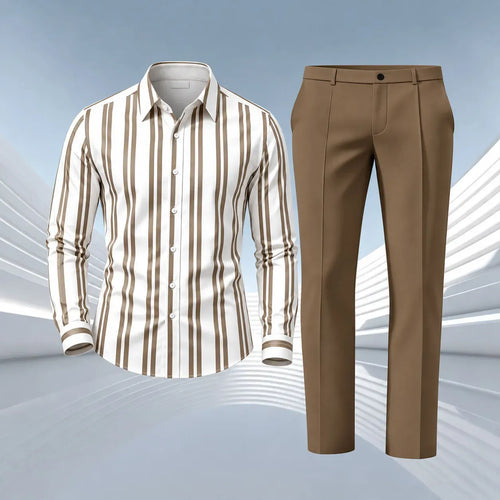 Men's Printed Long-Sleeve Shirt and Pants Set