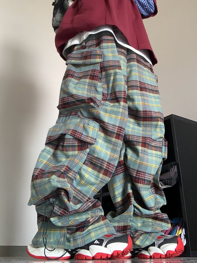Men's Fashion Casual Plaid Multifunctional Pocket Pants