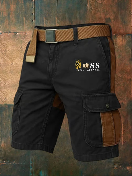 Men's Retro Letter Print Multi-Pocket Design Cargo Shorts