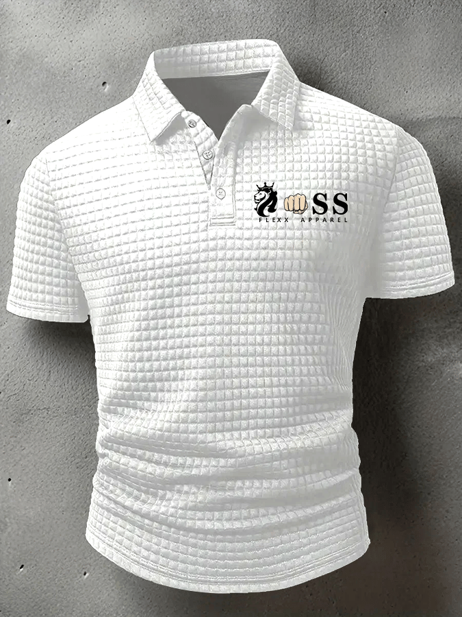 Men's Retro Letter Printed Casual Checkered Fabric Polo Shirt