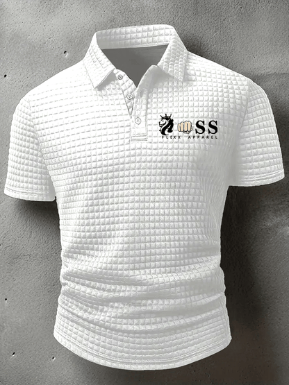Men's Retro Letter Printed Casual Checkered Fabric Polo Shirt