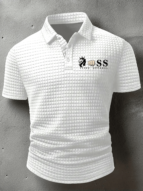 Men's Retro Letter Printed Casual Checkered Fabric Polo Shirt