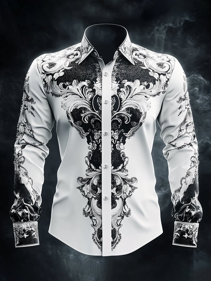 Men's Casual Vintage Black Pattern Shirt