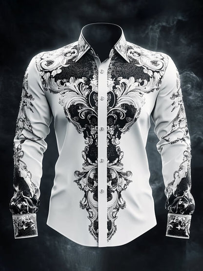 Men's Casual Vintage Black Pattern Shirt