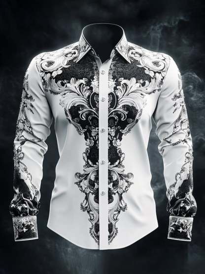 Men's Casual Vintage Black Pattern Shirt