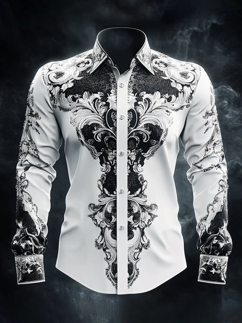 Men's Casual Vintage Black Pattern Shirt