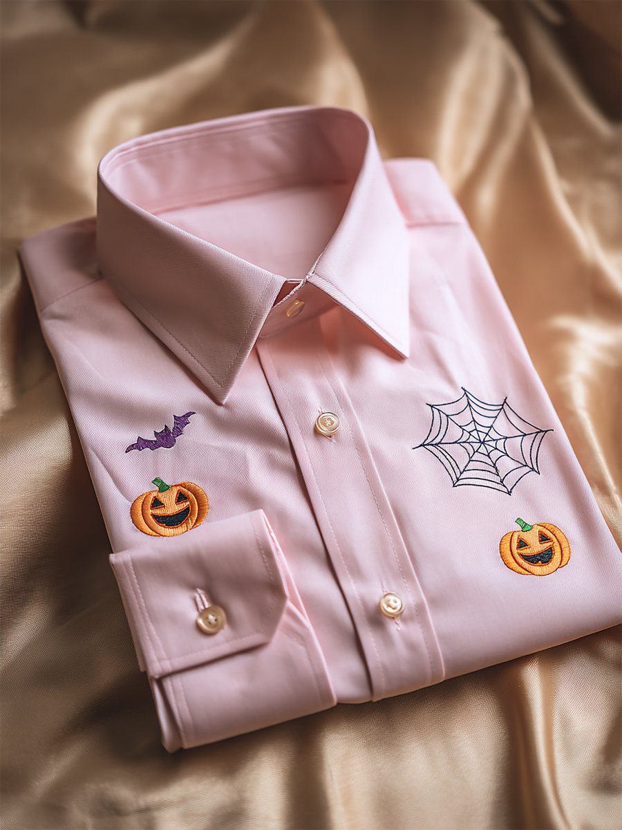 Men's Retro Casual Halloween Art Long Sleeve Shirt