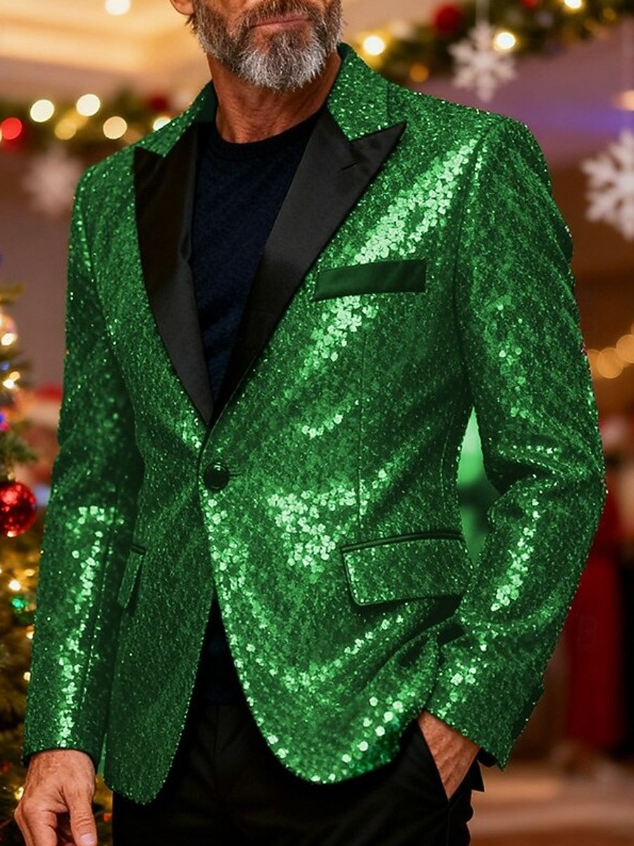 Men's Christmas Cocktail Party Wedding Party Stylish Casual Lapel Suit Jacket