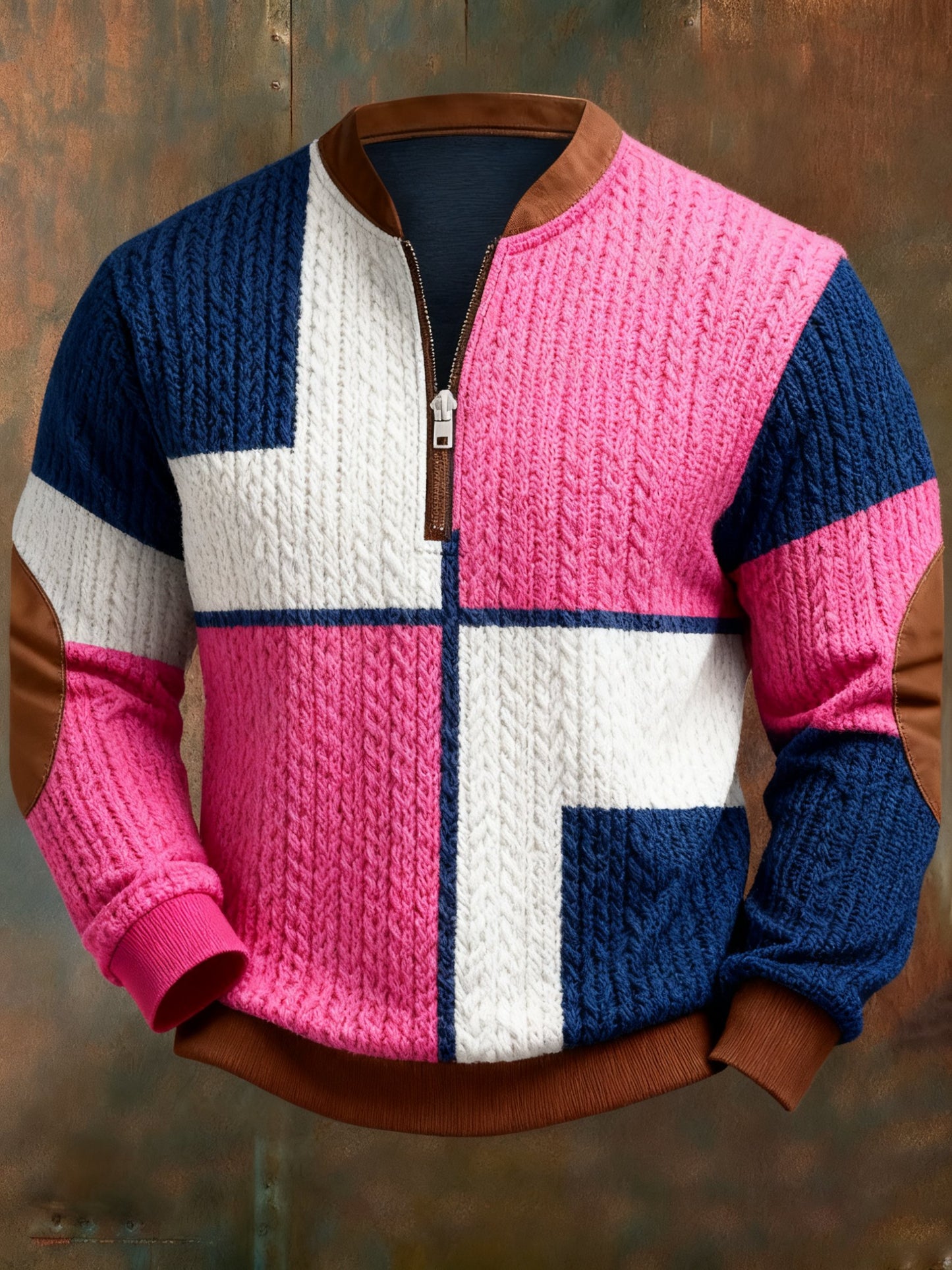 Men's Casual Geometric Color Block Print Sweatshirt