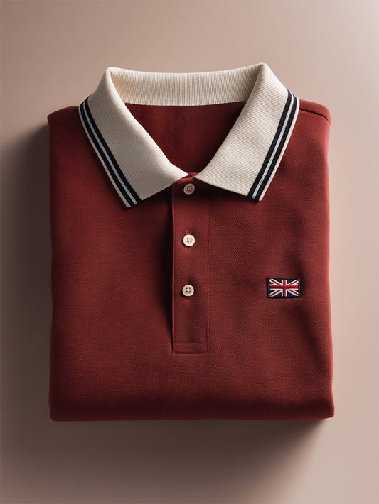 Men's Business Casual Union Jack Button Short Sleeve Polo Shirt