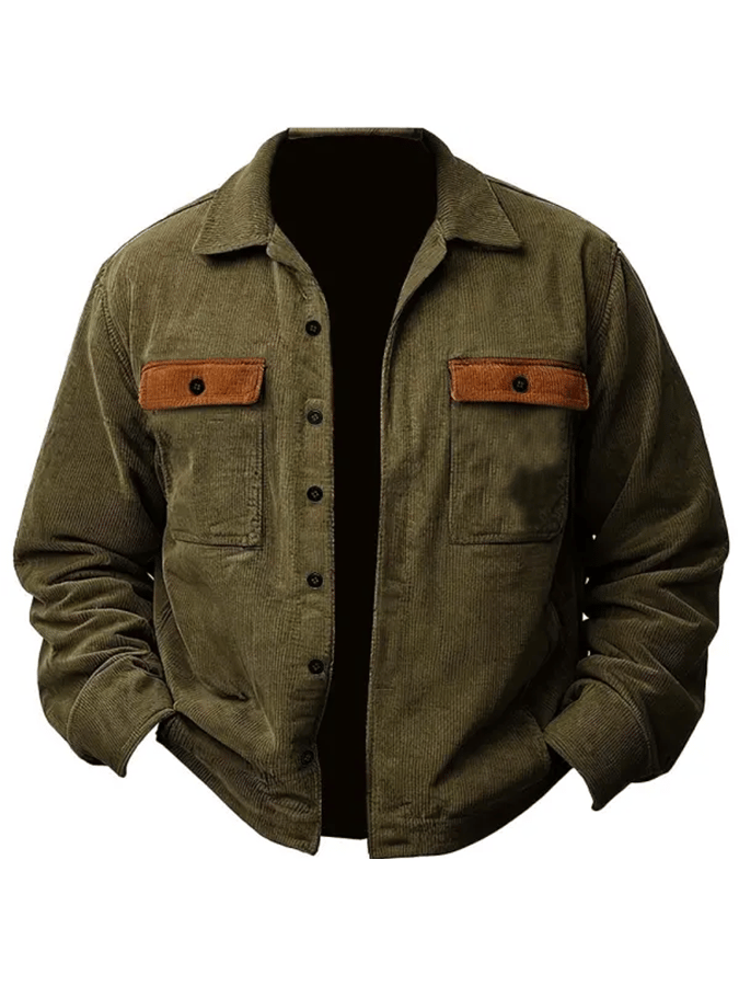 Men's Vintage Corduroy Pocket Lapel Outdoor Shirt Jacket