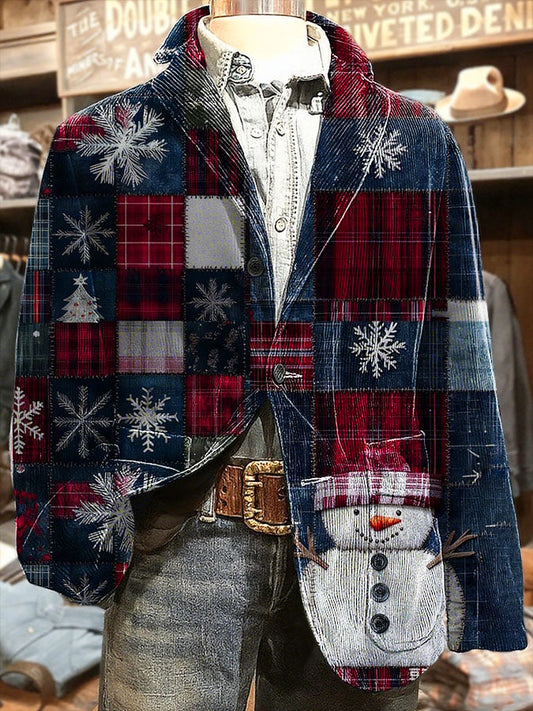 Men's Christmas Art Design Print Casual Coat