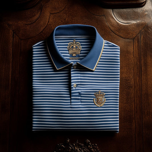 Men's Business Casual Logo Button Short Sleeve Polo Shirt