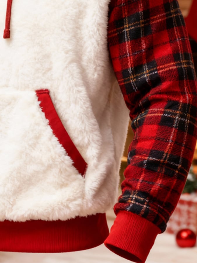 Men's Warm Suede and Plush Christmas Zipper Sweatshirt