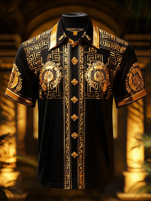 Men's Satin Luxe Print Short Sleeve Button Shirt