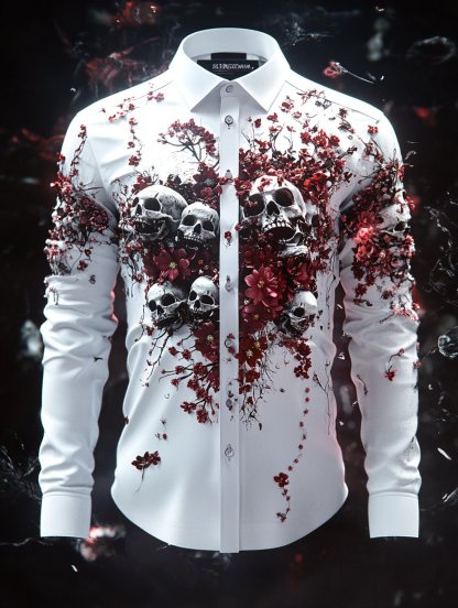 Men's Vintage Art Skull Shirt