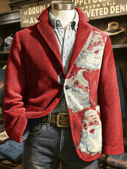 Men's Corduroy Santa Claus Lapel Suit Jacket