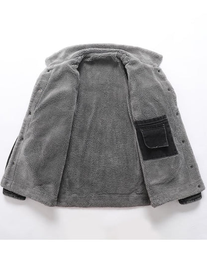 Men's Vintage Washed Denim Plus Fleece Warm Outdoor Jacket