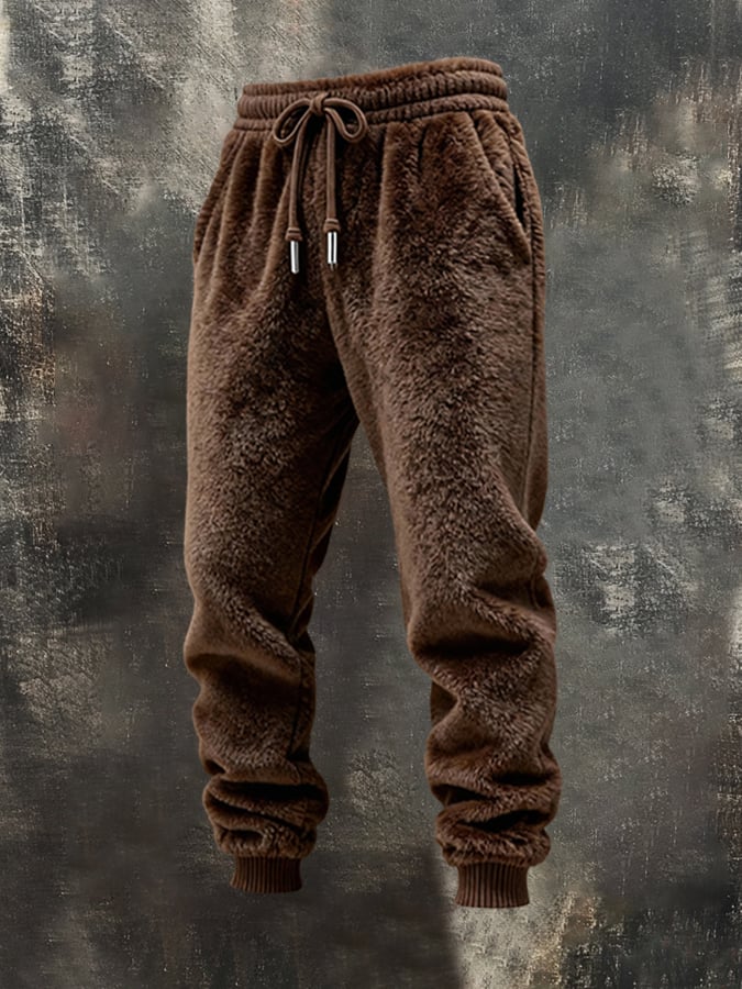 Men'S Warm Soft Plush Casual Hooded Sweatshirt Suit