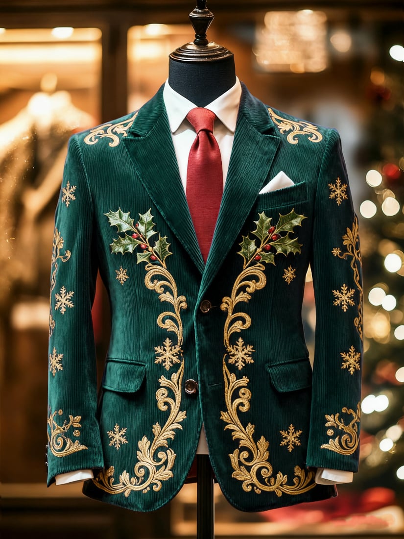 Men's Vintage Casual Christmas Party Corduroy Blazer
