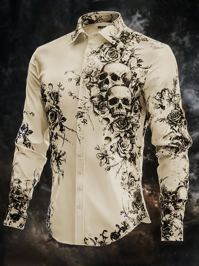 Men's Vintage Art Skull Shirt