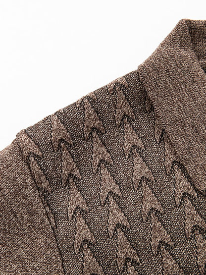 Men's Fashionable Textured Jacquard Design Pullover Long-Sleeved Sweater