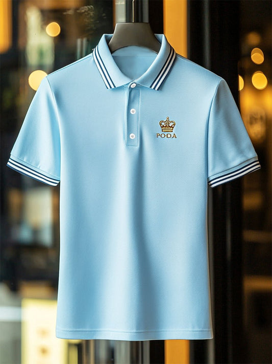 Men's Business Casual Button Short Sleeve Polo Shirt