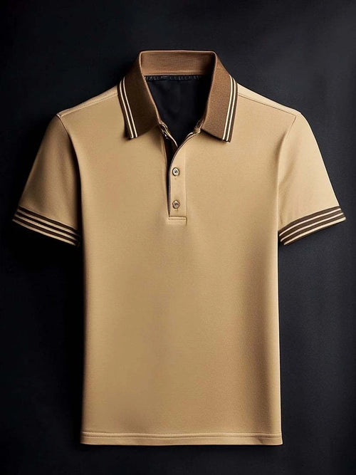 Men's Business Casual Button Short Sleeve Polo Shirt
