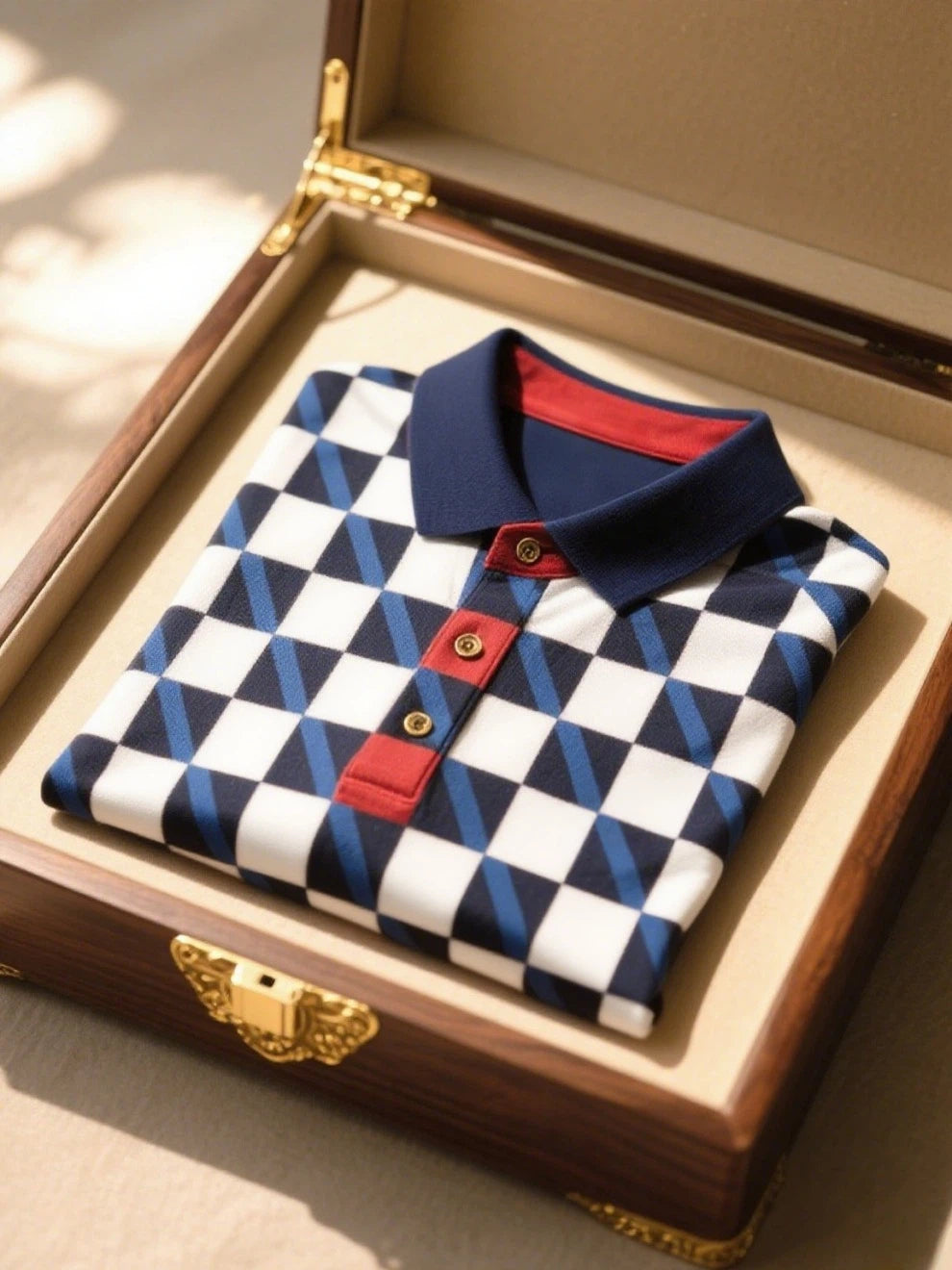 Men's Business Casual Color Block Stripe Logo Button Short Sleeve Polo Shirt