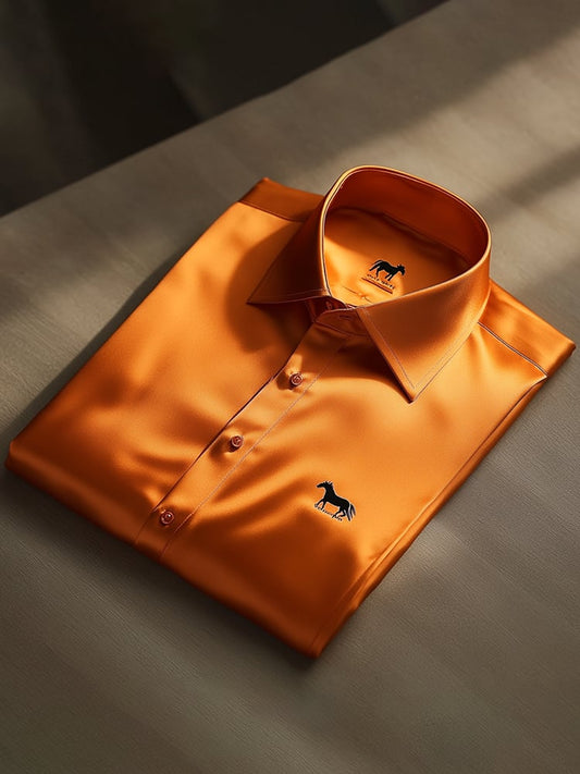 Men's Satin Luxe Long Sleeve Button Down Shirt