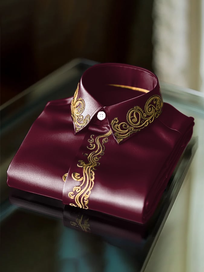 Men's Fashion Business Luxury Design Embroidery Long Sleeve Shirt