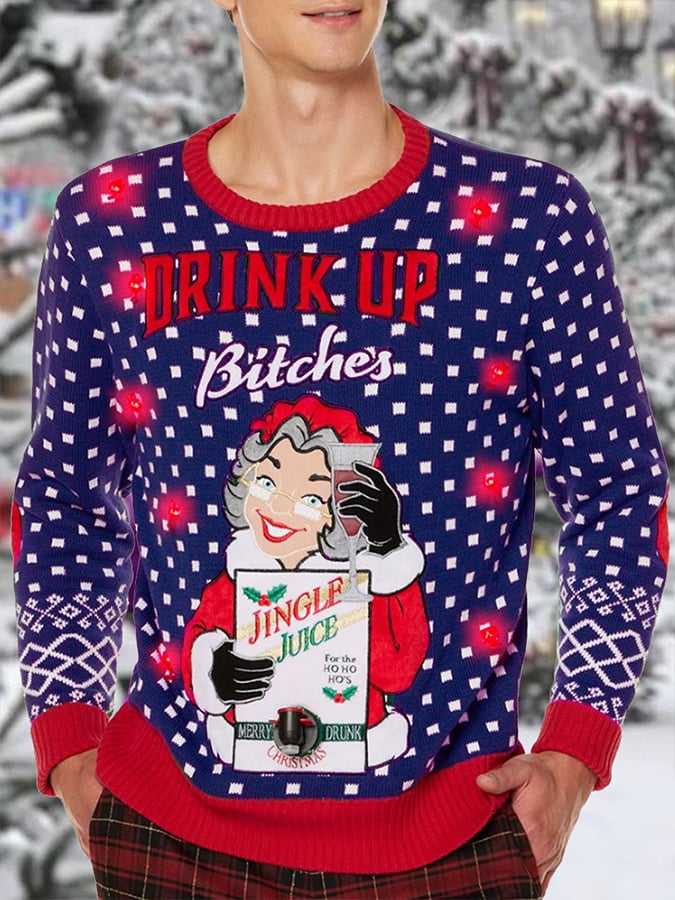 Men's Drink Up Bitches Christmas Printed Sweater