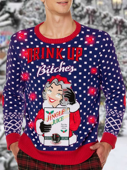 Men's Drink Up Bitches Christmas Printed Sweater