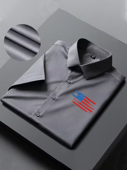 Men's Independence Day American Flag Casual Short Sleeve Shirt