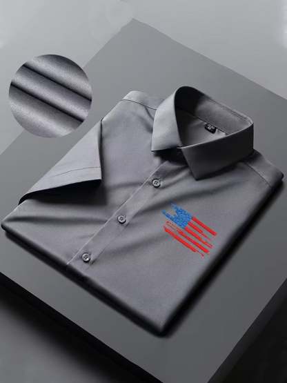 Men's Independence Day American Flag Casual Short Sleeve Shirt