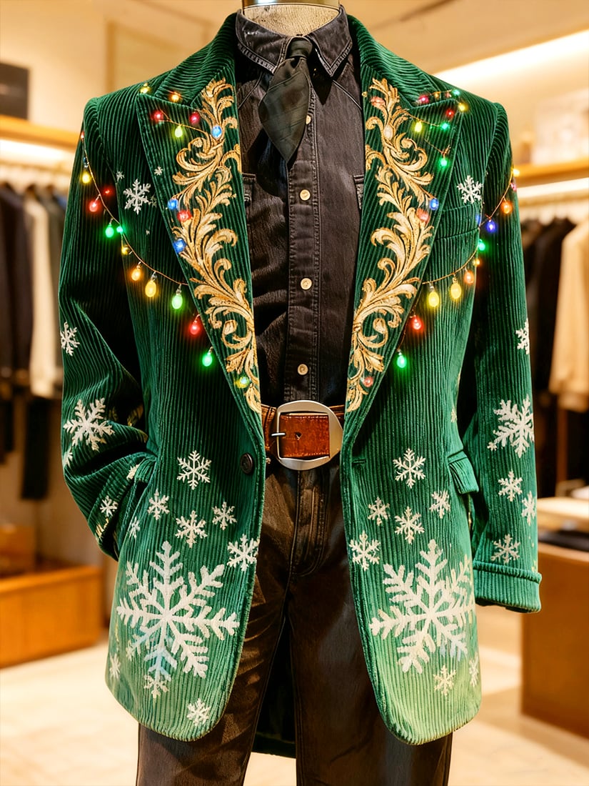 Men's Vintage Casual Christmas Party Corduroy Blazer