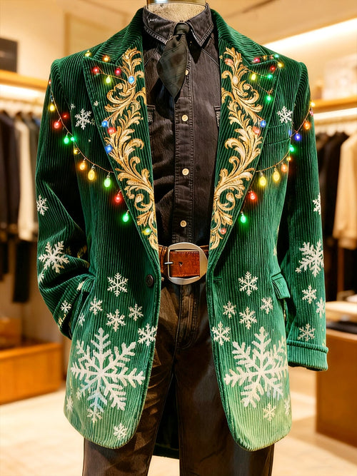 Men's Vintage Casual Christmas Party Corduroy Blazer