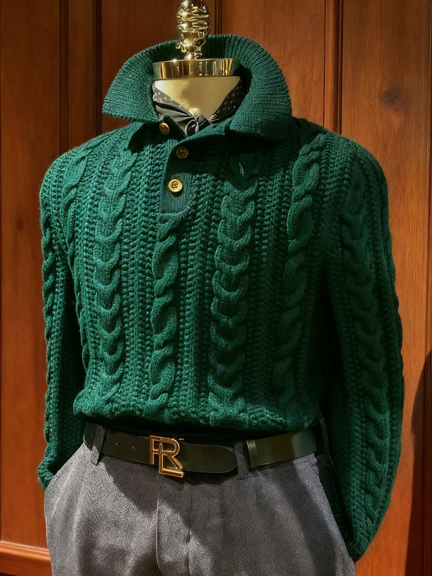 Classic British Business Style Collar Twisted-Knit Sweater