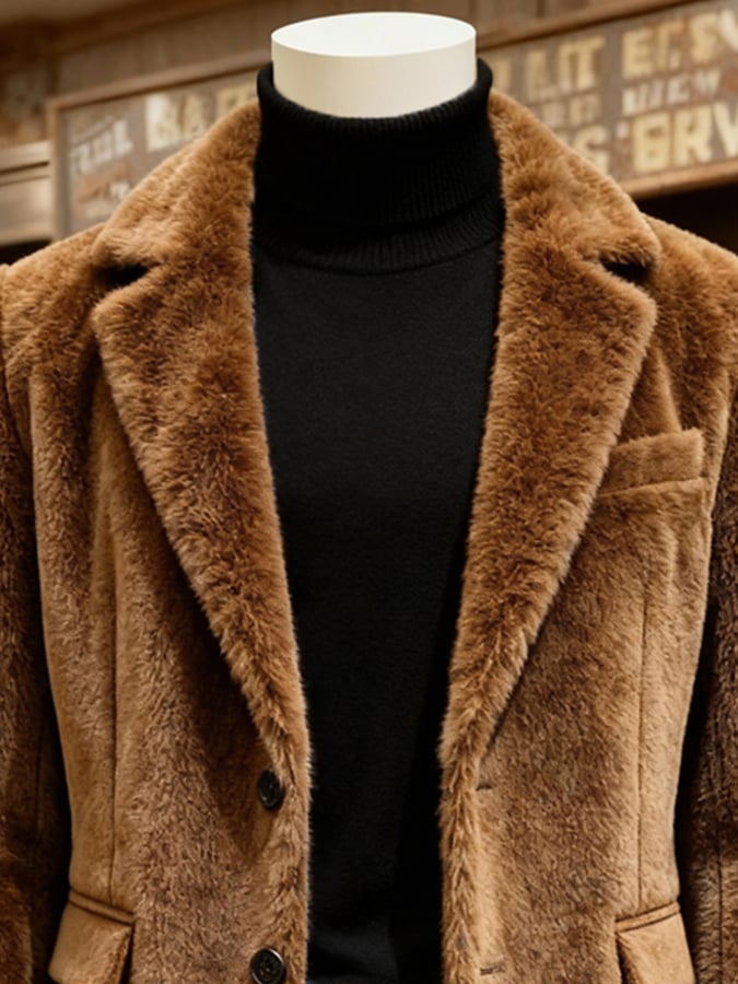 Men's Vintage Plush Warm Suit Jacket