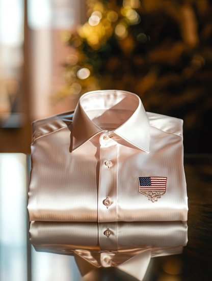 Men's Satin Independence Day Business Stripe Casual Short Sleeve Butto