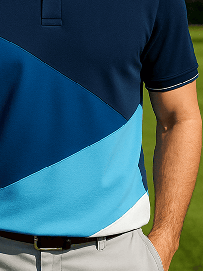 Men's basic daily casual stitching sports contrast color short-sleeved
