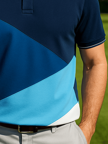 Men's basic daily casual stitching sports contrast color short-sleeved