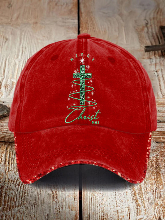 Unisex Christmas Cross Print Baseball Cap