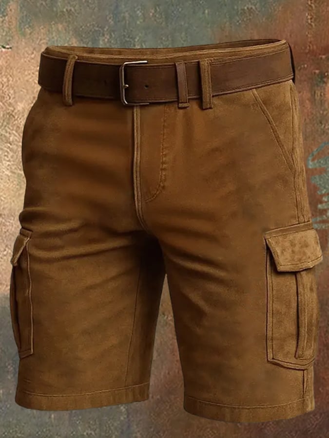 Men's Casual Vintage Suede Outdoor Work Shorts