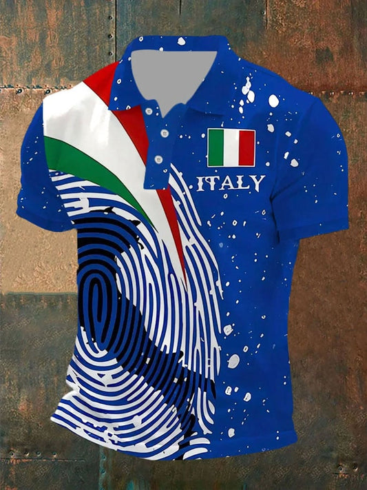 Men's Vintage Italy Printed Casual Polo Shirt